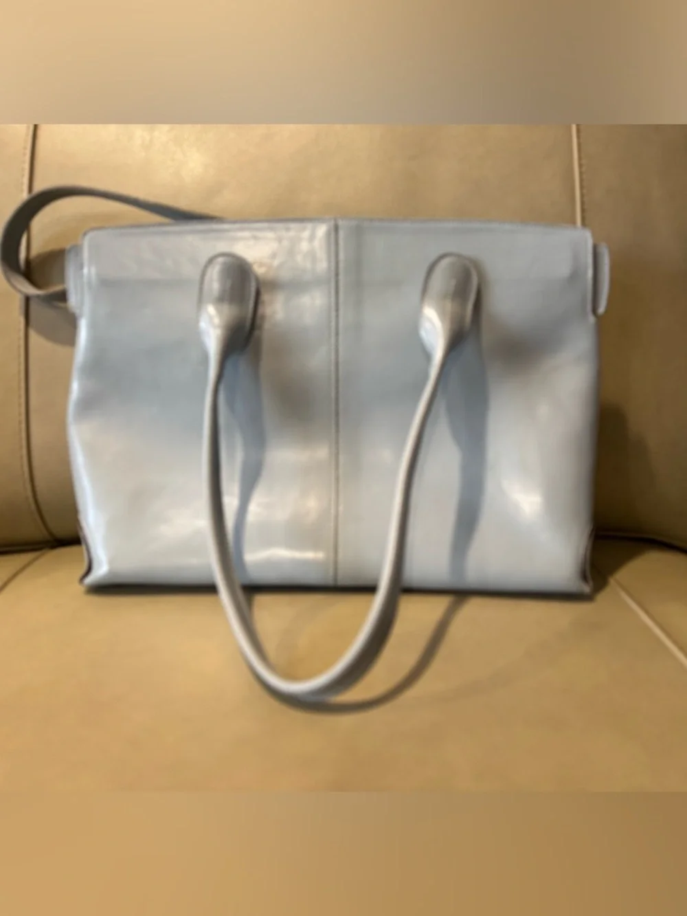 TOD'S Light Gray Leather Structured Solid Tote Bag : USED - Picture 5 of 16